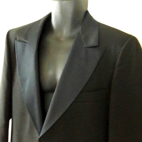 AFTER SIX Vintage 70s Wide Lapel Black Tuxedo Blazer / Dinner Jacket, 41L - Picture 1 of 8